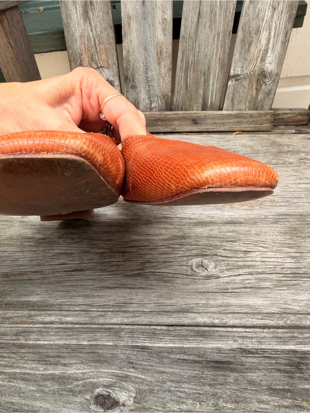 Madewell Jeanne Lizard-Embossed Slingback Flats in Cognac Brown size 7 - Picture 6 of 10